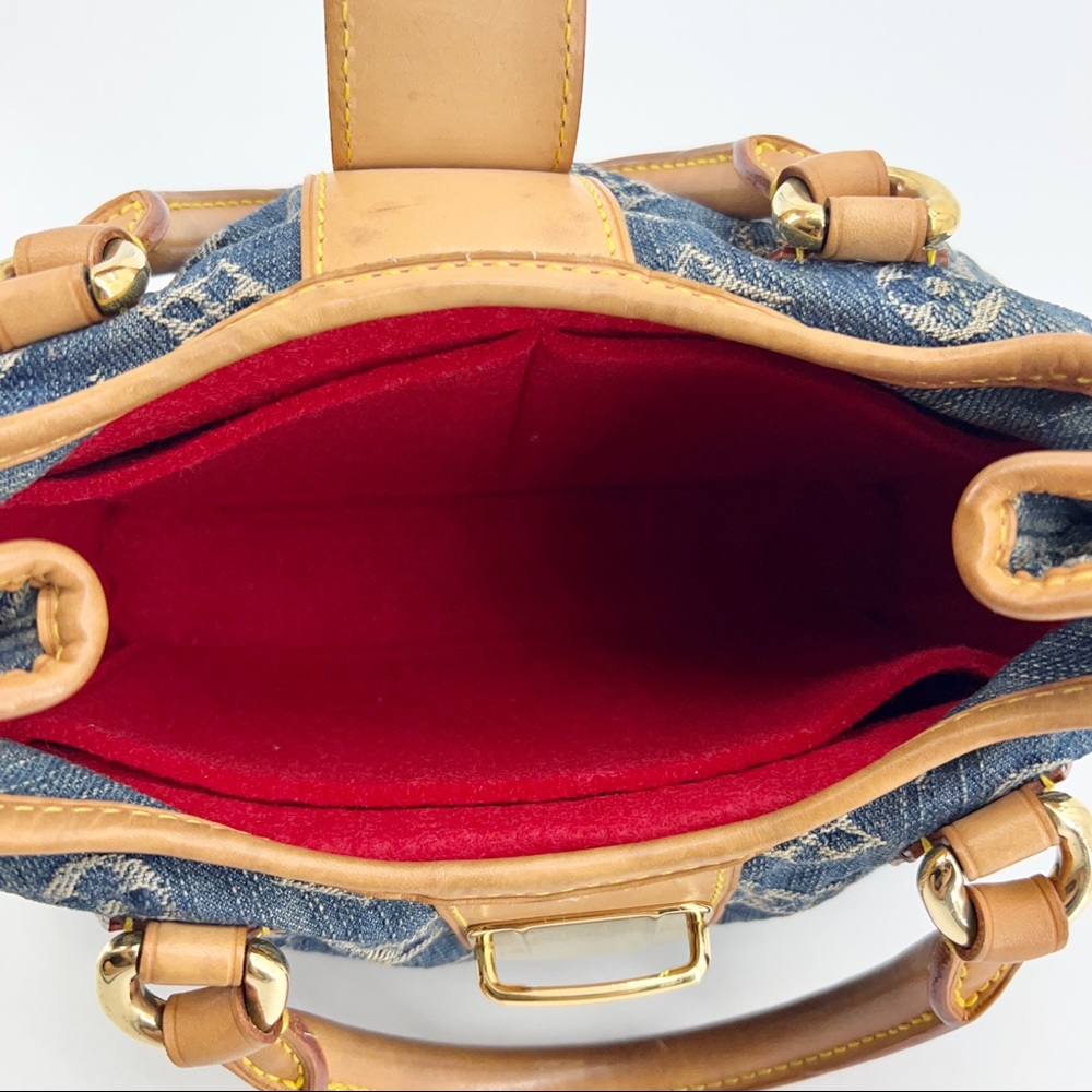 Louis Vuitton Denim Monogram Satchel with Tan Leather Trim - Picture 10 of 13